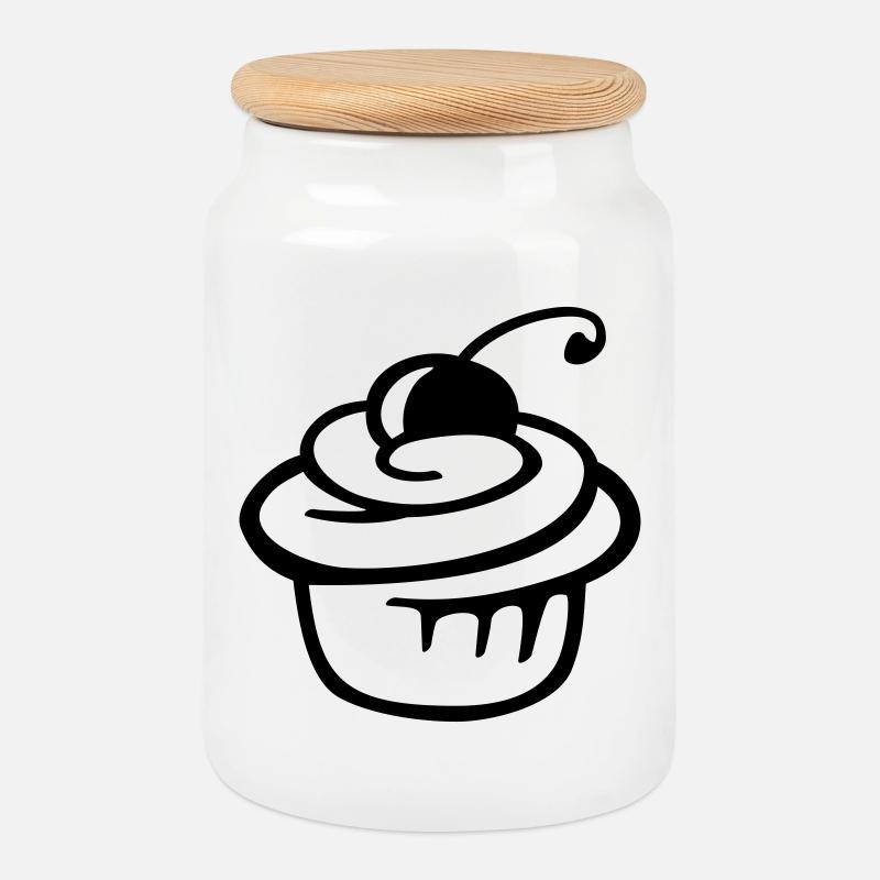 Cupcake Kirsche – Süßer Kuchen & Partyspaß - Keksdose mit Holzdeckel - Weiß