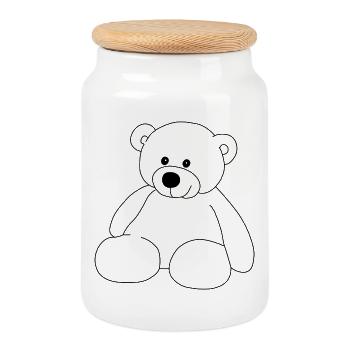 Teddy - Cookie Jar with Wooden Lid - white - Front