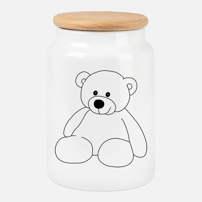 Teddy - Keksdose mit Holzdeckel - Weiß