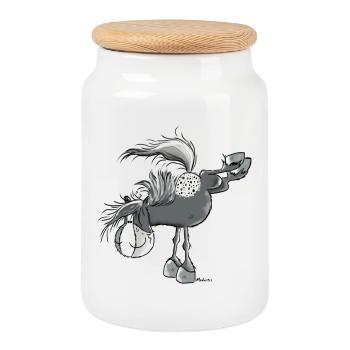 Witziger Appaloosa - Westernpferd - Keksdose mit Holzdeckel - Weiß - Vorne