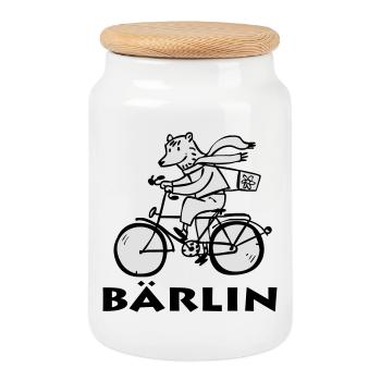 Berliner Bär / Bärliner Bär - Keksdose mit Holzdeckel - Weiß - Vorne