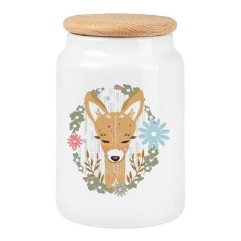 A deer in the forest - Cookie Jar with Wooden Lid - white - Front