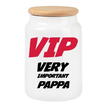 VIP Very Important Pappa - Boîte à biscuits avec couvercle en bois - blanc - Devant