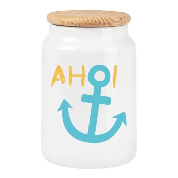 Ahoi Anker Meer Sommer Sonne Hafen See - Keksdose mit Holzdeckel - Weiß - Vorne