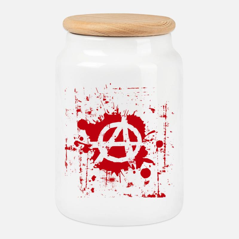 Anarchie - Keksdose mit Holzdeckel - Weiß
