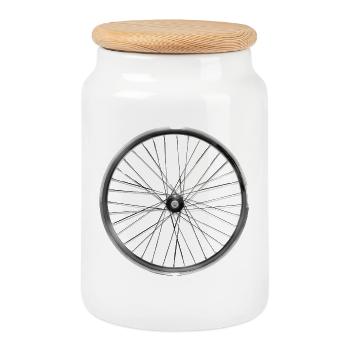 rad speichen fahrrad kurier cycle rund drehen lol - Keksdose mit Holzdeckel - Weiß - Vorne