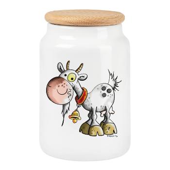 Sweet Goat - Cookie Jar with Wooden Lid - white - Front