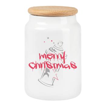 Graffiti Noël Spray Boîte Hip Hop - Boîte à biscuits avec couvercle en bois - blanc - Devant