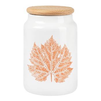 Vin / Feuille / Automne - Boîte à biscuits avec couvercle en bois - blanc - Devant