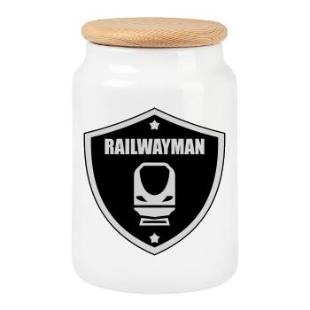 Eisenbahner / Eisenbahnen / Eisenbahn / Bahn - Keksdose mit Holzdeckel - Weiß - Vorne