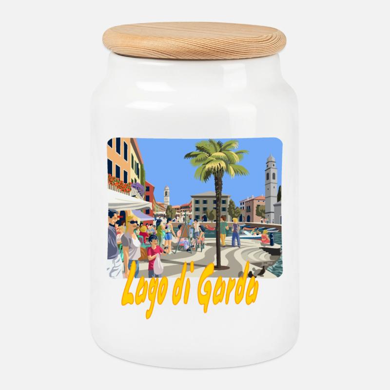 Lago di Garda - Keksdose mit Holzdeckel - Weiß