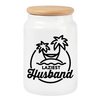 Laziest husband - Keksdose mit Holzdeckel - Weiß - Vorne