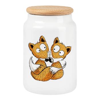 Fuchs Partner - Füchse - Team - Freundschaft - Keksdose mit Holzdeckel - Weiß - Vorne