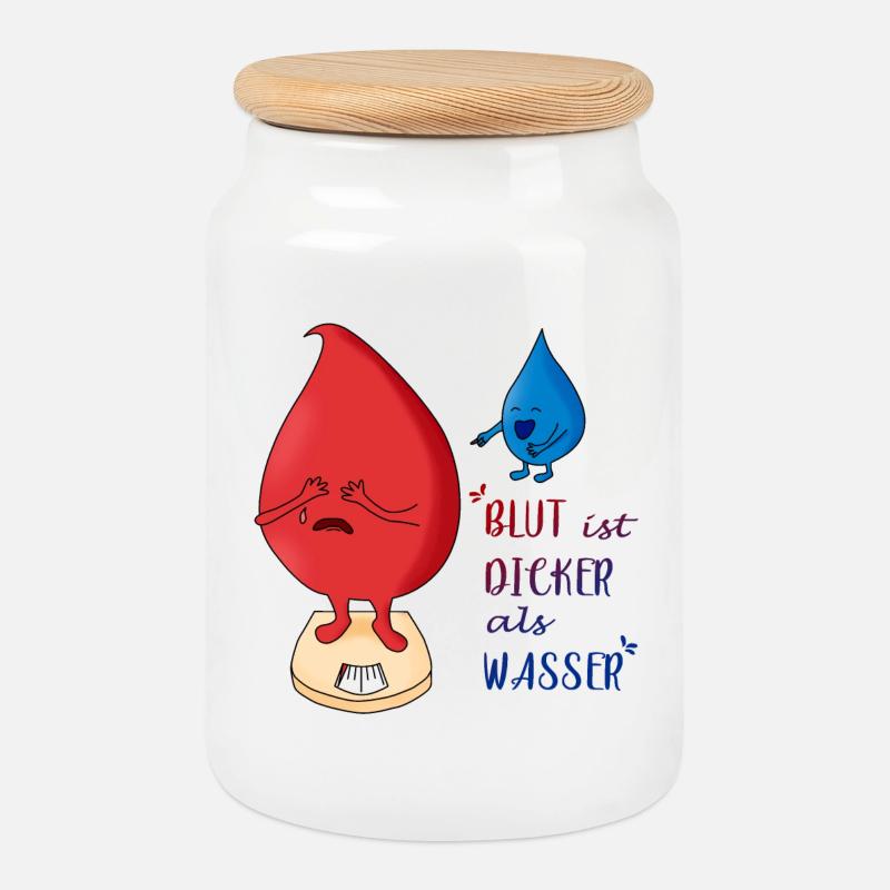 Blut ist dicker als Wasser - Keksdose mit Holzdeckel - Weiß