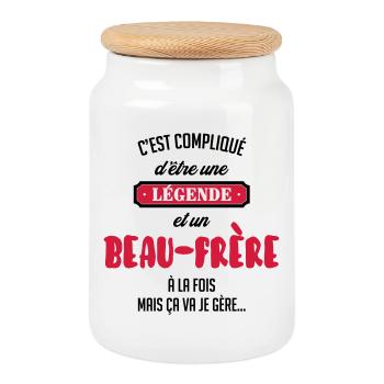 Belle Beau-Frère / Belle-Sœur / Beau Frere / Belle - Boîte à biscuits avec couvercle en bois - blanc - Devant