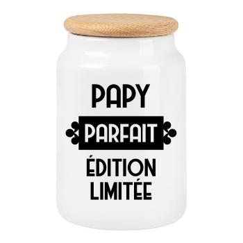 Papy Papi Grand Père Grand-Père Famille Noël - Cookie Jar with Wooden Lid - white - Front