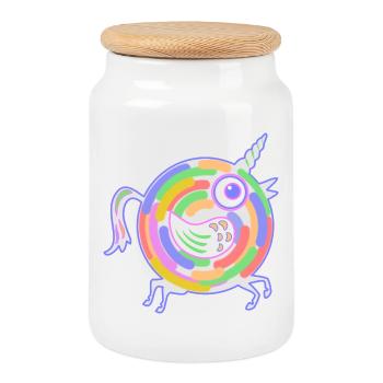 unicorn - Cookie Jar with Wooden Lid - white - Front