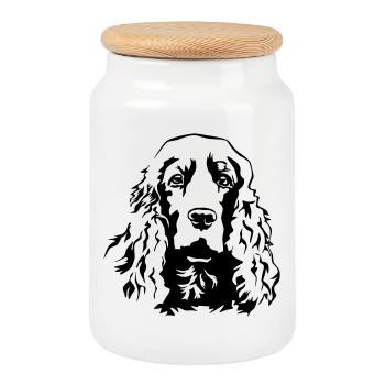Tête de Cocker Spaniel - Boîte à biscuits avec couvercle en bois - blanc - Devant
