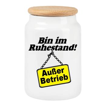Rente Rentner Rentnerin Bin im Ruhestand(25) - Keksdose mit Holzdeckel - Weiß - Vorne