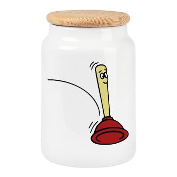 Jumping Pömpel - Cookie Jar with Wooden Lid - white - Front