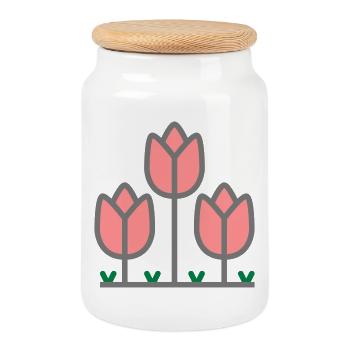 tulpen blumen blühen gärtner rosa pink mama - Keksdose mit Holzdeckel - Weiß - Vorne