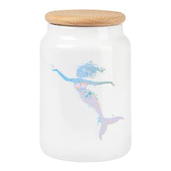 sirène ludique dans des couleurs pastel fraîches - Boîte à biscuits avec couvercle en bois - blanc - Devant