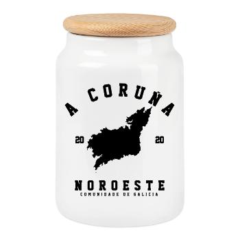 A CORUÑA - Cookie Jar with Wooden Lid - white - Front