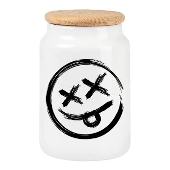 Sourire - Boîte à biscuits avec couvercle en bois - blanc - Devant