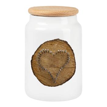 Heart - a sign of love - Cookie Jar with Wooden Lid - white - Front