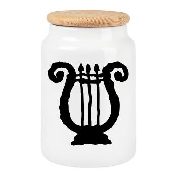 lyre, Lyra, Laute | Vectorgraphic = Change Color ! - Keksdose mit Holzdeckel - Weiß - Vorne