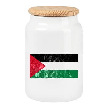 Drapeau de Palestine libre - Boîte à biscuits avec couvercle en bois - blanc - Devant