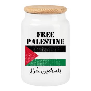 Drapeau de Palestine libre - Boîte à biscuits avec couvercle en bois - blanc - Devant