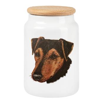Chasseur Portrait - Boîte à biscuits avec couvercle en bois - blanc - Devant