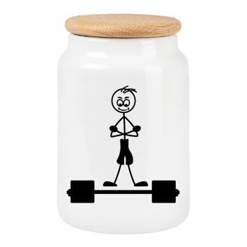 Musculation avec les mains sur le logo de l’autre - Boîte à biscuits avec couvercle en bois - blanc - Devant