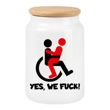 aussi les utilisateurs de fauteuils roulants baisent. Humour # - Boîte à biscuits avec couvercle en bois - blanc - Devant