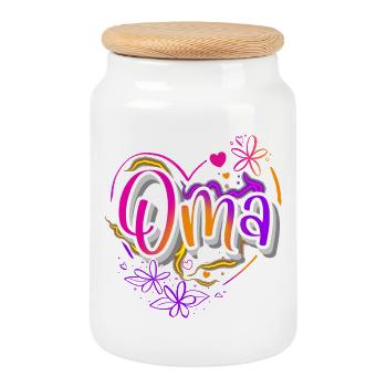 Oma - Keksdose mit Holzdeckel - Weiß - Vorne