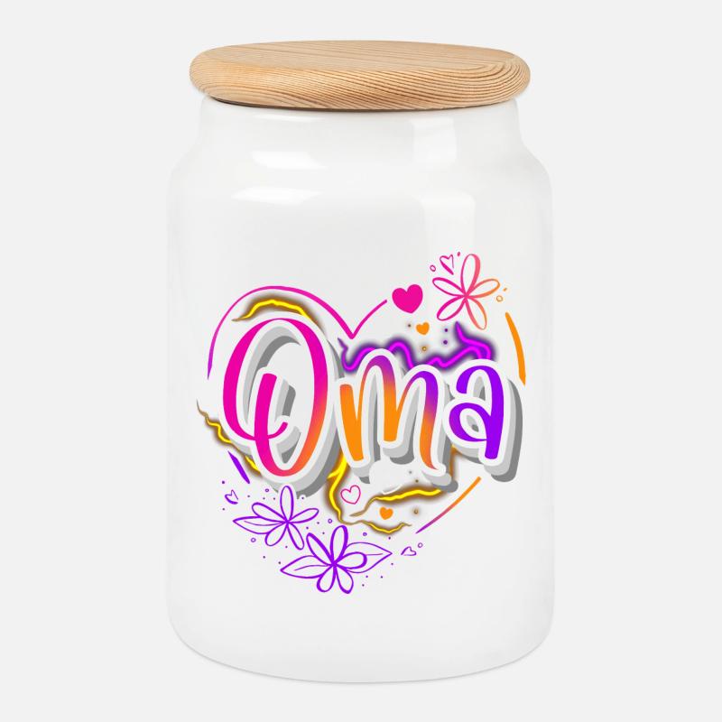 Oma - Keksdose mit Holzdeckel - Weiß