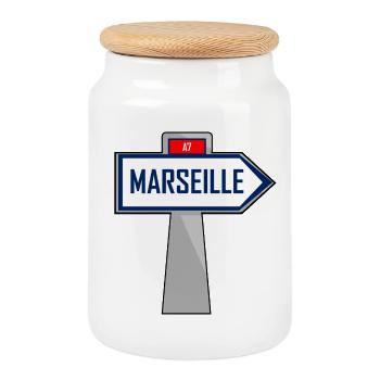 T-shirt logo humor Marseille Direction - Cookie Jar with Wooden Lid - white - Front