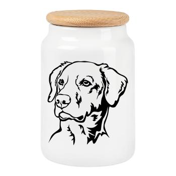 Labrador Head - Cookie Jar with Wooden Lid - white - Front