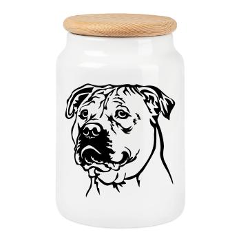 Perro Dogo Mallorquin Head - Cookie Jar with Wooden Lid - white - Front