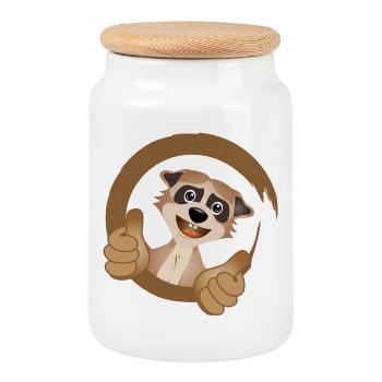 Suricate cool avec le pouce en l’air - Boîte à biscuits avec couvercle en bois - blanc - Devant