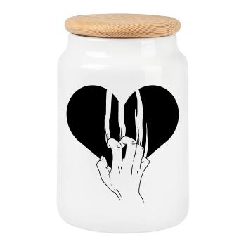 Amour déchiré au cœur brisé - Boîte à biscuits avec couvercle en bois - blanc - Devant