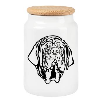 Mastino Napoletano Head - Cookie Jar with Wooden Lid - white - Front
