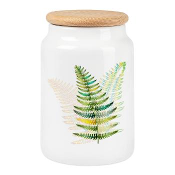 filigranes Trio de fougères de couleurs vives délicates - Boîte à biscuits avec couvercle en bois - blanc - Devant