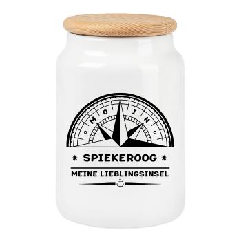 Spiekeroog - Meine Lieblingsinsel - Keksdose mit Holzdeckel - Weiß - Vorne