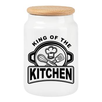 King of the Kitchen - Chefs et hommes de maison cool - Boîte à biscuits avec couvercle en bois - blanc - Devant