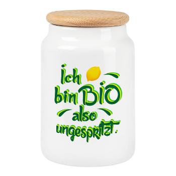 Biologisch Zitrone lusitge coole Motiv - Keksdose mit Holzdeckel - Weiß - Vorne