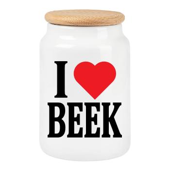 t-shirt J’adore Beek Nederland idée cadeau - Boîte à biscuits avec couvercle en bois - blanc - Devant
