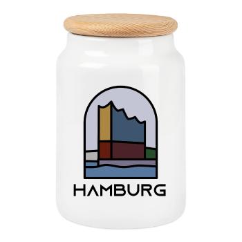 Hambourg - Philharmonie - Boîte à biscuits avec couvercle en bois - blanc - Devant