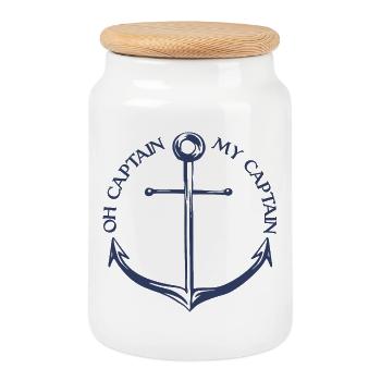 Oh Captain My Captain - Cookie Jar with Wooden Lid - white - Front